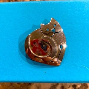 Vintage Sterling Silver Cat Brooch